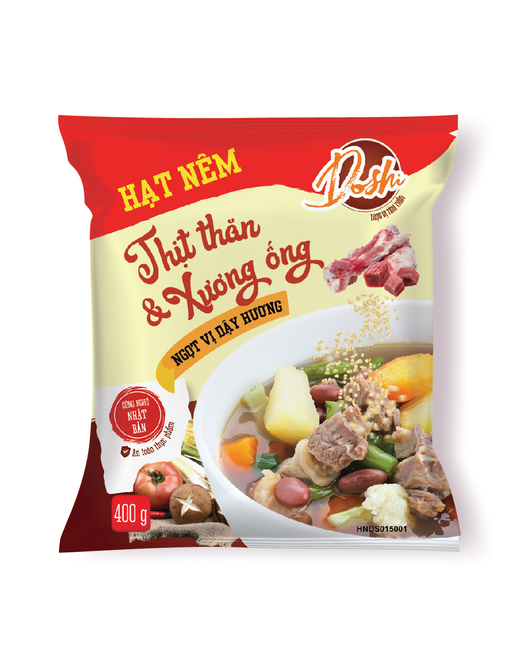 HNDS015001-Hạt nêm thịt thăn & xương ống Doshi 400g (12 gói/thùng)